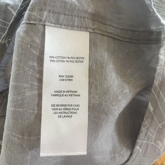 TravisMathew SCOOSH Button Up Shirt Mens L Floral Cotton Tropical Gray Botanical - Picture 5 of 7
